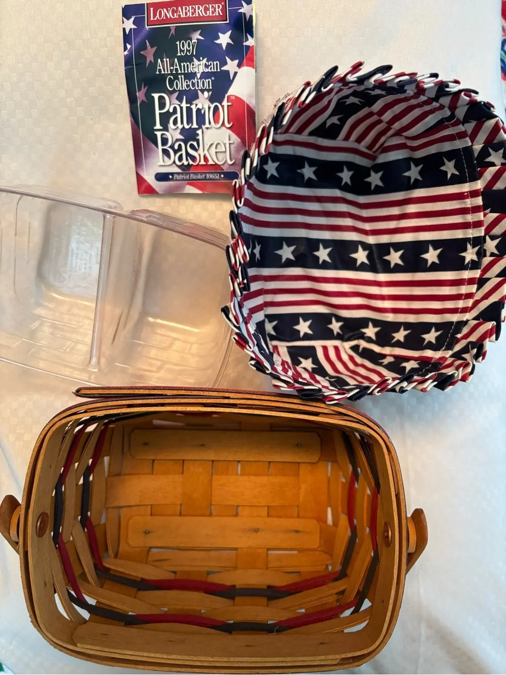 Longaberger 1997 Patriotic Basket, divided protector and Fabric Liner - Picture 2 of 2